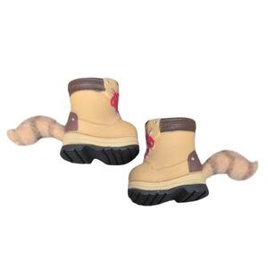 Hiking Boots with Raccoon Tail For Dolls